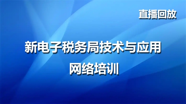 直播回放——新电子税务局技术与应用网络培训
